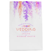 紫結婚のピンクの花感謝していは抱き枕 ミディアムペーパーバッグ (正面)