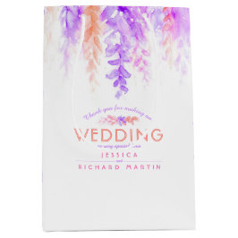 紫結婚のピンクの花感謝していは抱き枕 ミディアムペーパーバッグ