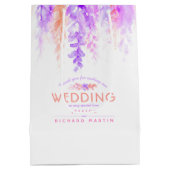 紫結婚のピンクの花感謝していは抱き枕 ミディアムペーパーバッグ (裏面)