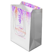 紫結婚のピンクの花感謝していは抱き枕 ミディアムペーパーバッグ (裏面アングル)