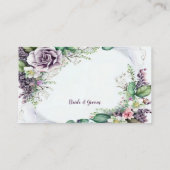 紫結婚のフローラ緑の葉水色 エンクロージャーカード (裏面)