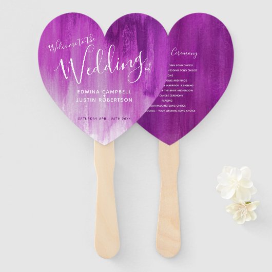 紫結婚のメイヴモダンアのファン ハンドファン (正面&裏面)