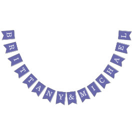 紫結婚の新郎新婦の名シンプル前 バンティングフラッグ