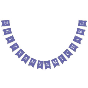 紫結婚の新郎新婦の名シンプル前 バンティングフラッグ