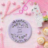 紫結婚の水彩葉 ペーパープレート (パーティー)