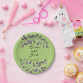 紫結婚の水彩葉 ペーパープレート (パーティー)