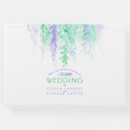 紫結婚の緑の花のカスケードゲストブック ゲストブック