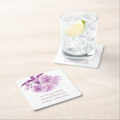 紫結婚の花のカスタム紙 スクエアペーパーコースター (インサイチュ)