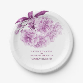 紫結婚の花カスタム紙プレート ペーパープレート