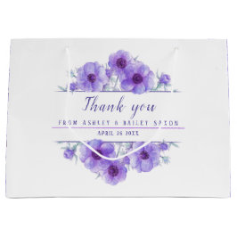 紫結婚の花感謝してい大きな抱き枕 ラージペーパーバッグ
