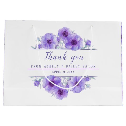 紫結婚の花感謝してい大きな抱き枕 ラージペーパーバッグ (裏面)