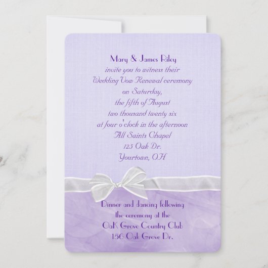 紫結婚の誓願の更新式 招待状 (正面)