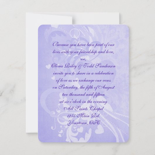 紫結婚の鳩 招待状 (裏面)