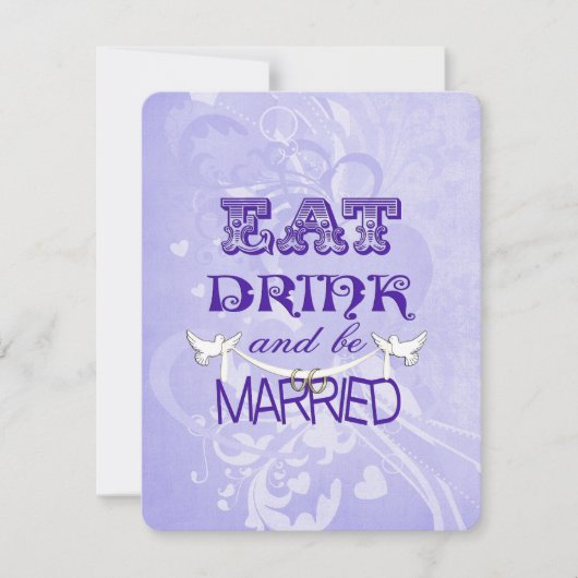 紫結婚の鳩 招待状 (正面)