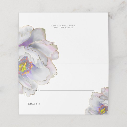 紫結婚エキゾチックフローラ プレイスカード (外部開封)