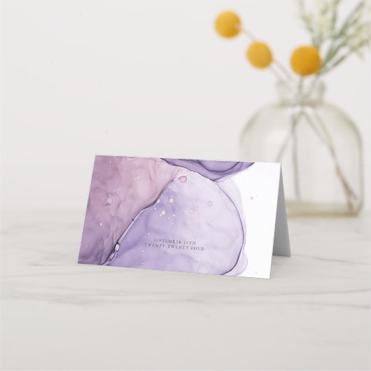 紫結婚エキゾチックフローラ プレイスカード (裏面)