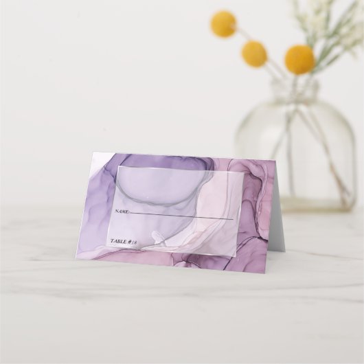 紫結婚エキゾチックフローラ プレイスカード (正面)