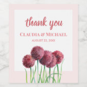 紫結婚ピンクのアリウム花水色ワイン ワインラベル (シングルラベル)