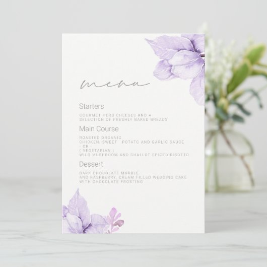 紫結婚フローラの水素晴らし色結婚の メニュー (スタンド正面)