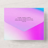 紫結婚ホログラフィモダンー オールインワン招待状 (裏面)