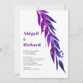紫結婚式招待状のユーカリ枝 招待状 (正面)