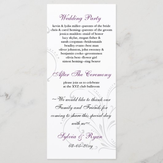 紫結婚式 プログラム (裏面)