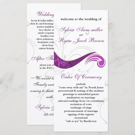 紫結婚式 プログラム (正面/裏面)