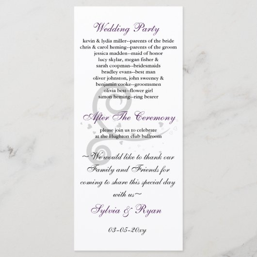 紫結婚式 プログラム (裏面)