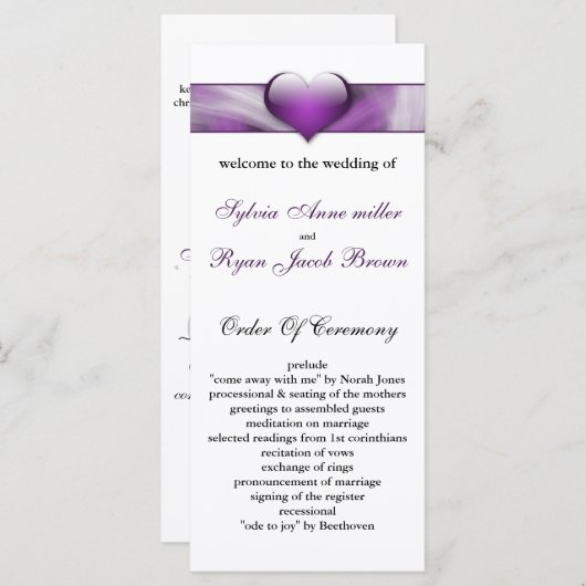 紫結婚式 プログラム (正面/裏面)