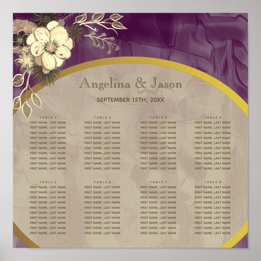紫絵を描と金ゴールドの結婚座席表 ポスター