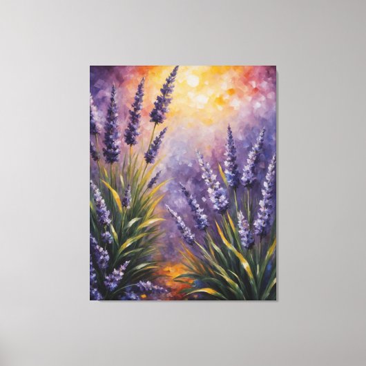 紫絵を描の花ヴィンテージ キャンバスプリント (正面)