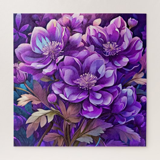 紫絵を描の花 ジグソーパズル (縦)