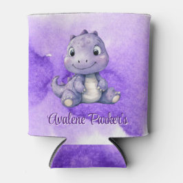 紫絵を描可愛い恐竜の女の子赤ちゃんシャワー 缶クーラー