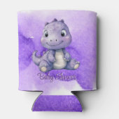 紫絵を描可愛い恐竜の女の子赤ちゃんシャワー 缶クーラー (裏面)