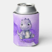 紫絵を描可愛い恐竜の女の子赤ちゃんシャワー 缶クーラー (缶裏面)