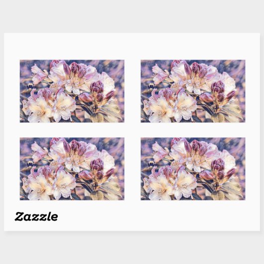 紫絵画のアゼアの花ぬか 長方形シール (シート)