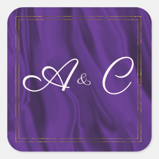 紫絹と金ゴールド モノグラムの スクエアシール (正面)