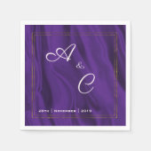 紫絹モノグラムの結婚の スタンダードカクテルナプキン (正面)