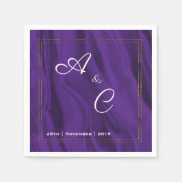 紫絹モノグラムの結婚の スタンダードカクテルナプキン