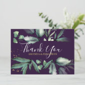 紫緑エレガントの写真結婚の サンキューカード (スタンド正面)