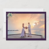 紫緑エレガントの写真結婚の サンキューカード (裏面)