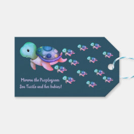 紫緑ピンクブルーミムマウミガメ ギフトタグ