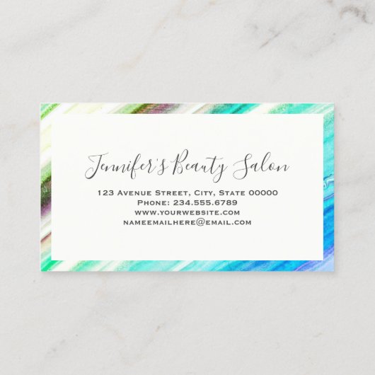 紫緑モダンエレガント大理石メイクアップアーティスト 名刺 (裏面)