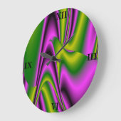 紫緑色の抽象芸術レインボーアート ラージ壁時計 (傾斜)