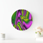 紫緑色の抽象芸術レインボーアート ラージ壁時計 (ホーム)