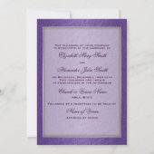 紫緑色の金ゴールドク結婚ジク 招待状 (裏面)