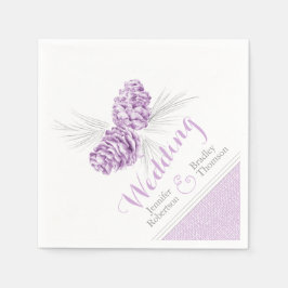 紫織り松コーン冬の結婚式ナプキン スタンダードカクテルナプキン