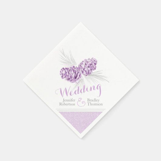 紫織り松コーン冬の結婚式ナプキン スタンダードカクテルナプキン (角)