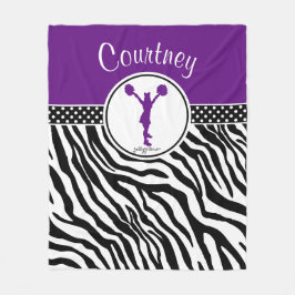 紫色あなたの一流のシマウマのプリントのチアリーダー/Pom フリースブランケット