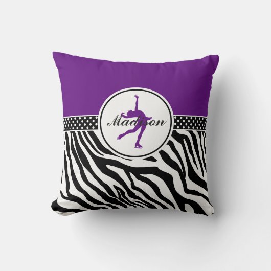 紫色あなたの一流のシマウマのプリントのフィギュアスケート クッション (正面)